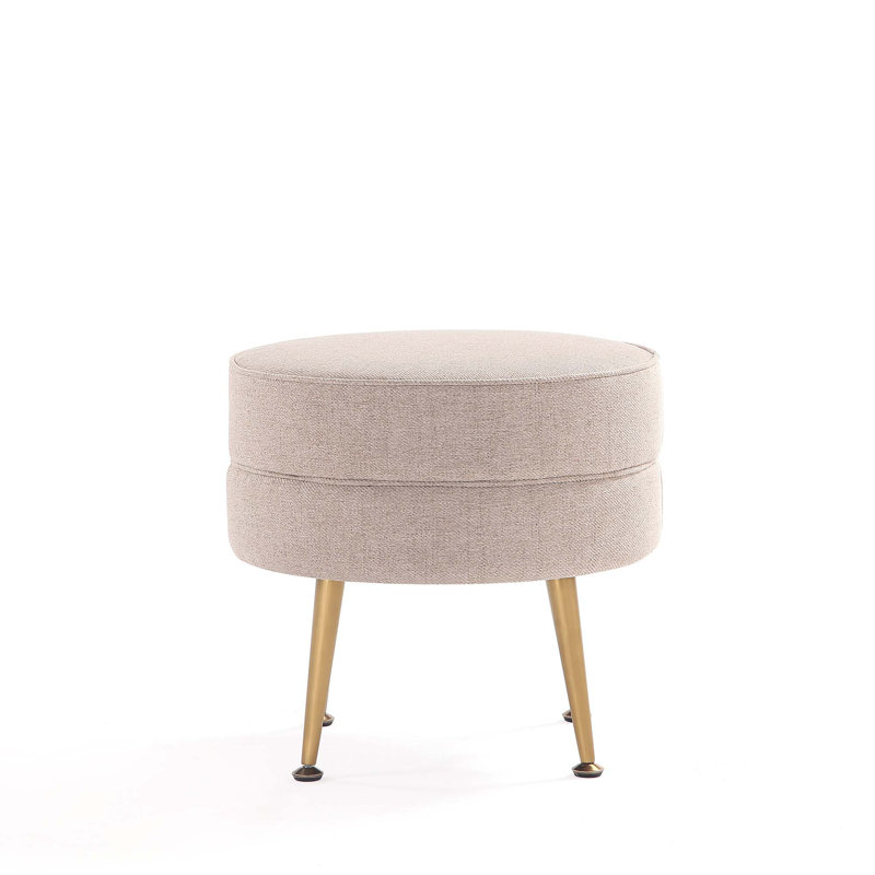 Luker Upholstered Ottoman, Beige, Gold
