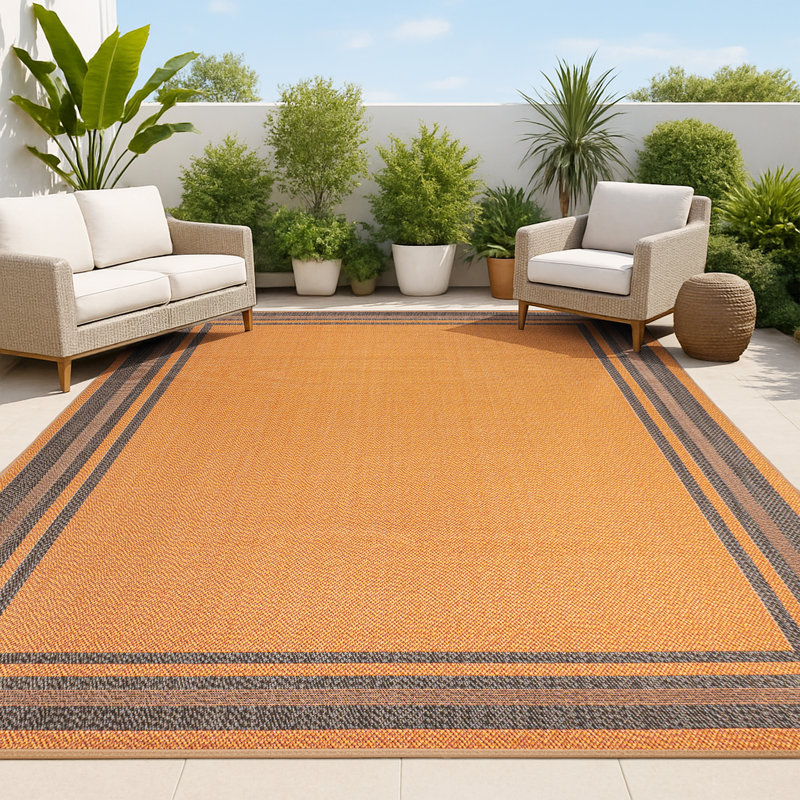 Tapis orange / gris foncé Hastin, Rectangle 5 pi 3 po x 7 pi 7 po