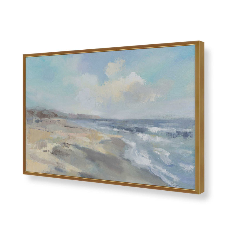 «Morning Beach» par Silvia Vassileva, reproduction d'art, H 36 po x l 48 po, Or