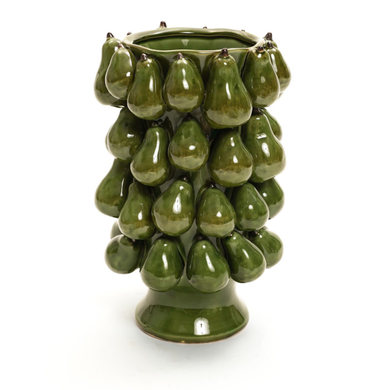 Green Modern Pears 12.4-Inch Tall Vase