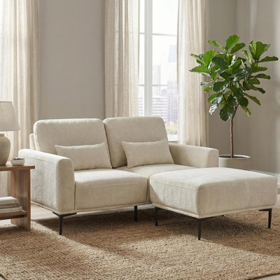 Harshith  66"W L Shape -Upholstered Modular Sofa With Ottoman