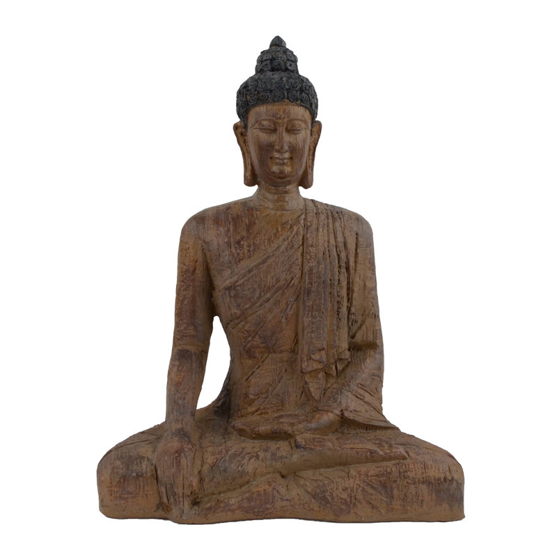 Lynch BUDDHA SITTING 29cm Carved Wood Effect