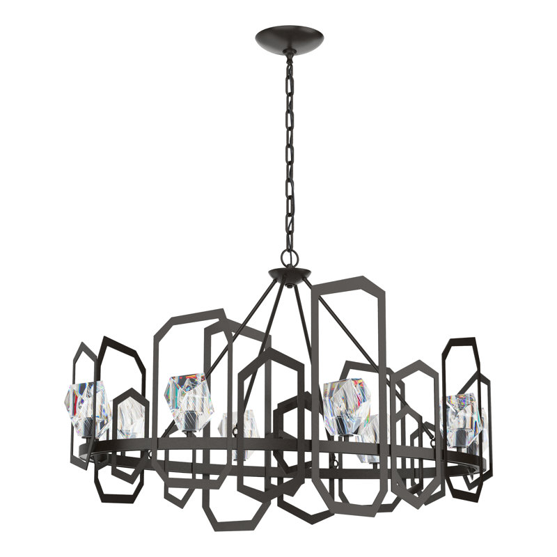 Lustre unique en forme de roue de chariot à 8 lumières Gatsby, Bronze huilé