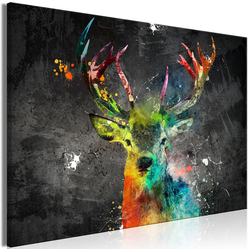 Rainbow Deer sur impression sur toile, H 16 po x l 24 po x P 0,7 po