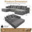 Canapé modulaire à assise profonde en velours côtelé 130 pouces Compression Sectionals