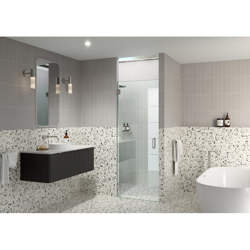 Albedo 24 in. x 78 in. Fully Frameless Hinge Shower Door, Brushed Nickel