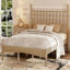 Lit plateforme grand avec tête de lit en forme de gourde, lit plateforme de style rétro