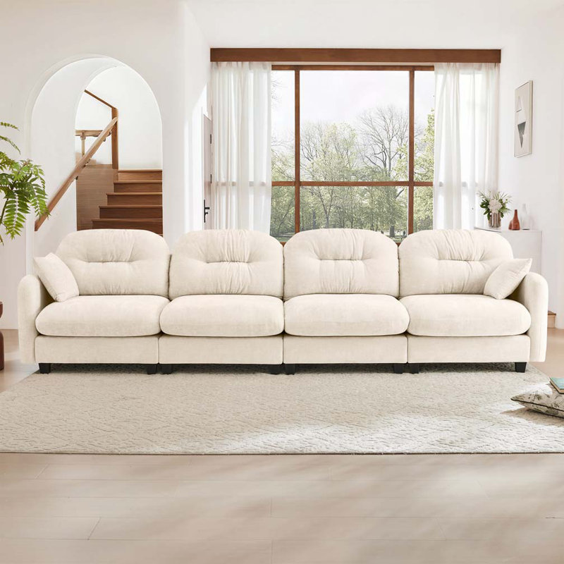  Canapé modulaire modulaire, tissu chenille de qualité supérieure, dossier capitonné, H 36,6 po x l 74 po x P 34,2 po, 2