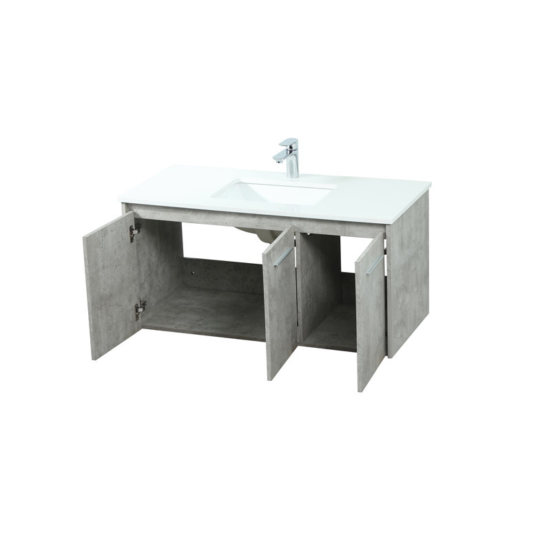 Goodfellow 39.76'' Single Bathroom Vanity with Engineered Marble Top, Concrete Gray