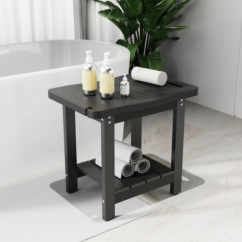 Patio Weather Resistant Shower Benches, Black