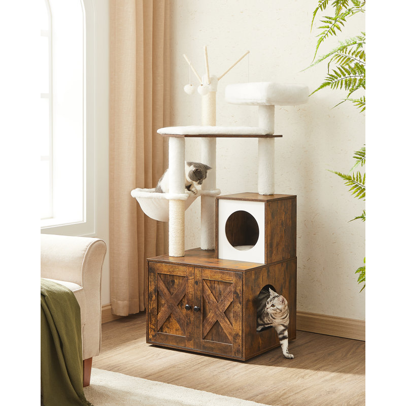140cm H Cat Tree, Rustic Brown
