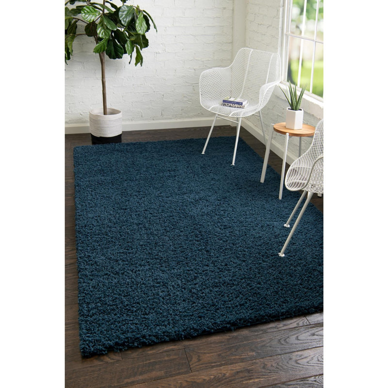 Tapis Santosha à poils longs, Rectangulaire 5 pi 3 po x 8 pi, Sapphire Blue