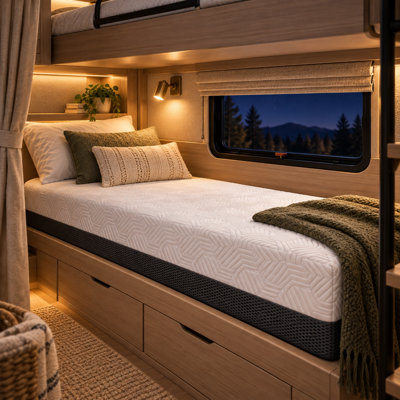 Matelas en mousse viscoélastique gélifiée LUMERIS avec housse régulatrice de température à changement de phase, couches de confort ventilées et support soulageant la pression