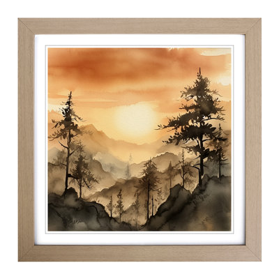 Sunrise Ink Wash No.1 - Framed Print