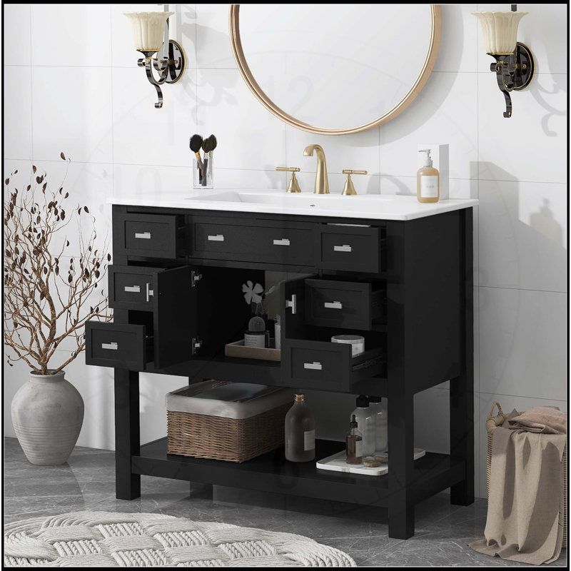 Meuble-lavabo 36 po avec lavabo supérieur, Black