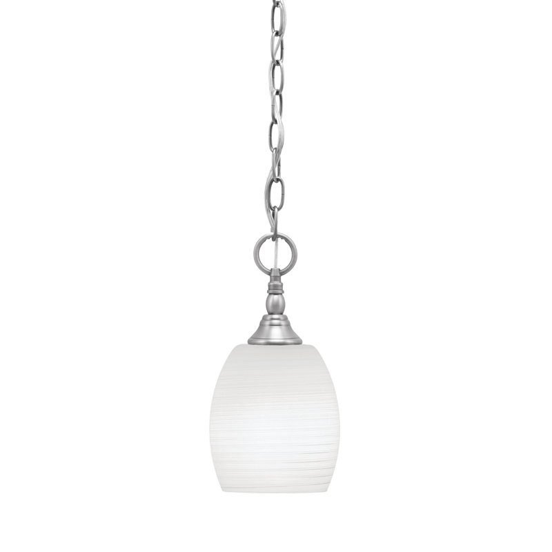 Chain Hung Mini Pendant With Glass, Brushed Nickel