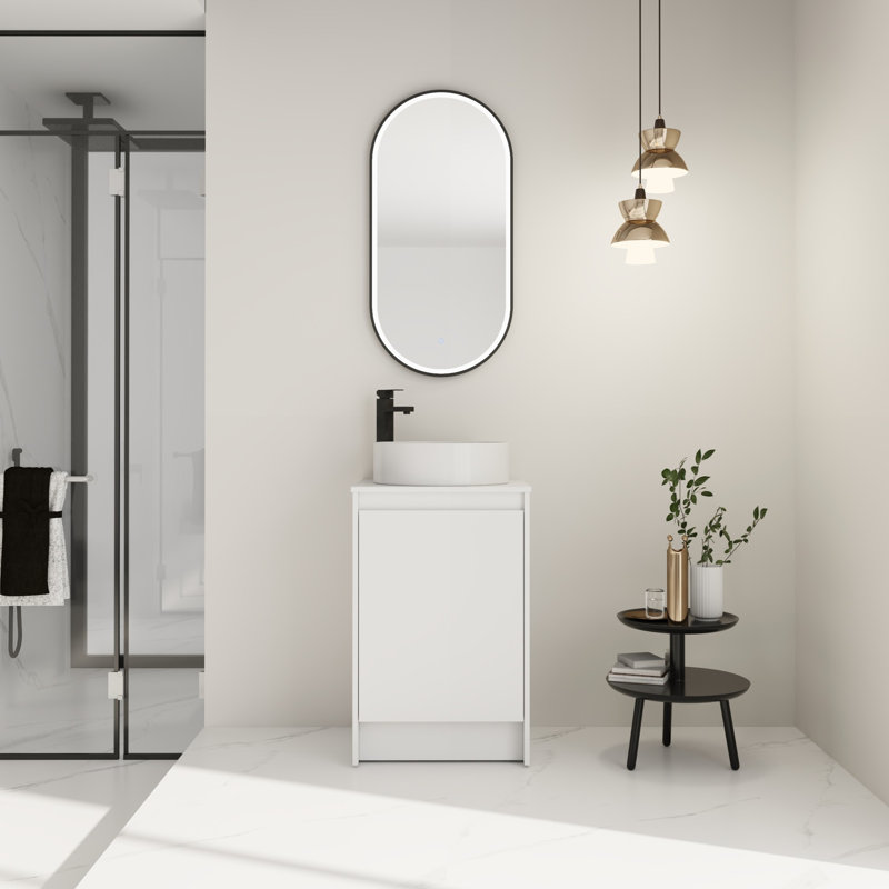 20" Freestanding Vanity with Ceramic Sink & Adjustable Shelf