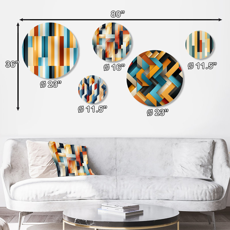 Coissy - Ensemble abstrait d'art mural rond moderne de 5