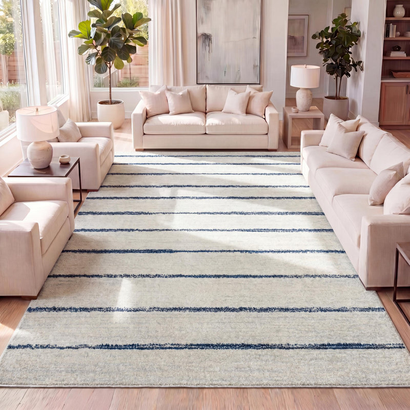 Tapis crème / bleu marine Blaxlands, Rectangle 4pi x 6 pi