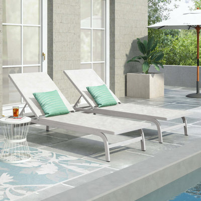 Ensemble de 2 chaises longues Finn avec filet extérieur et structure en aluminium