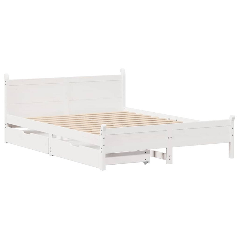 Andel Solid Wood Bed, White, 155 x 209 cm, Yes