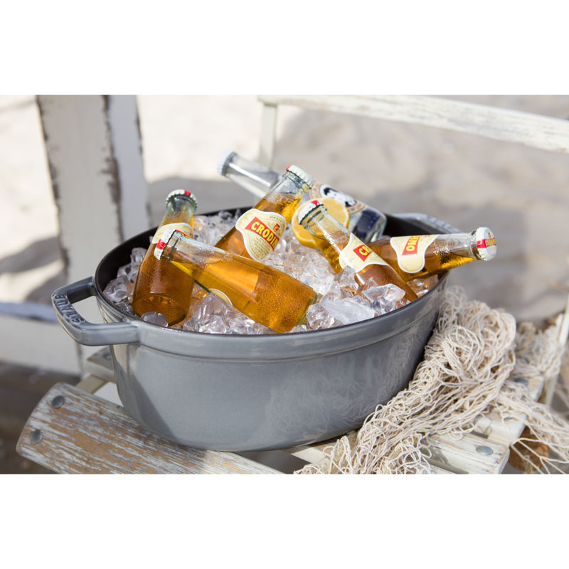 Staub Cast Iron Oval Cocotte, Graphite, 5.75 qt
