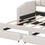 Lit de jour rembourré extensible avec deux tiroirs de rangement et lumière DEL-837250599