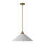 Luminaire suspendu 20 po en laiton antique avec abat-jour en métal plissé