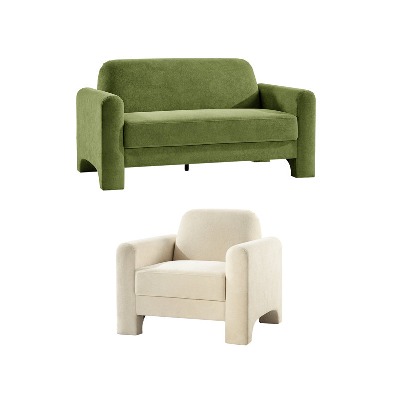 Living Room Set, Olive/Ivory Cream