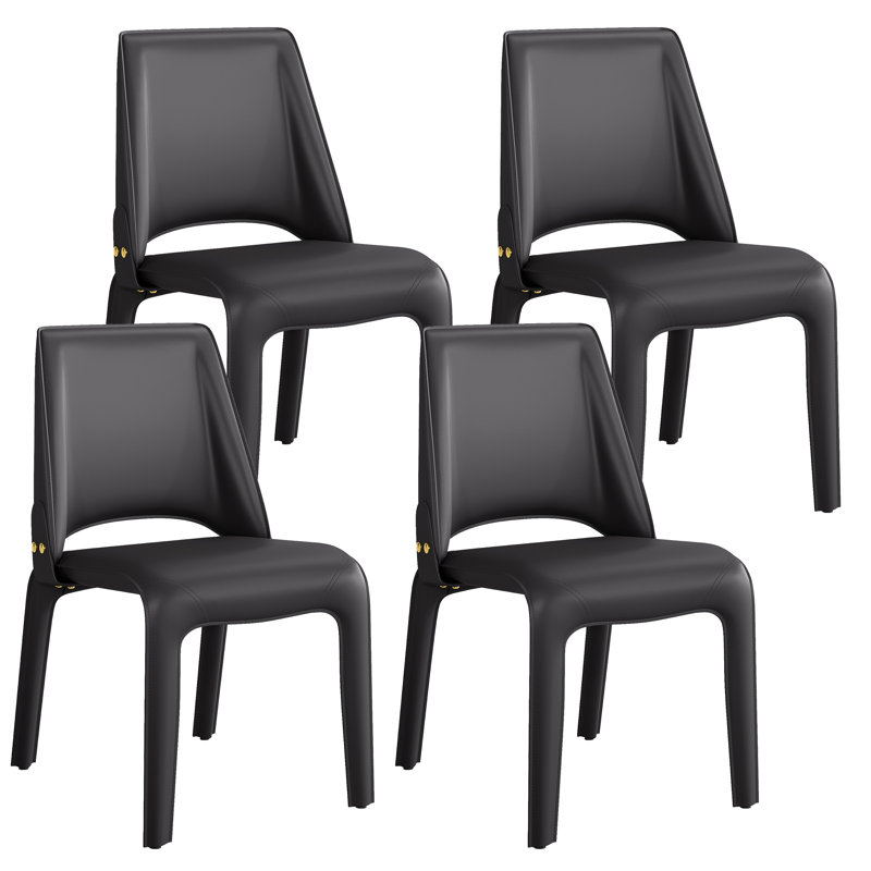 Vannes Vegan Leather Dining Chair, Black, 4, No Assembly Needed