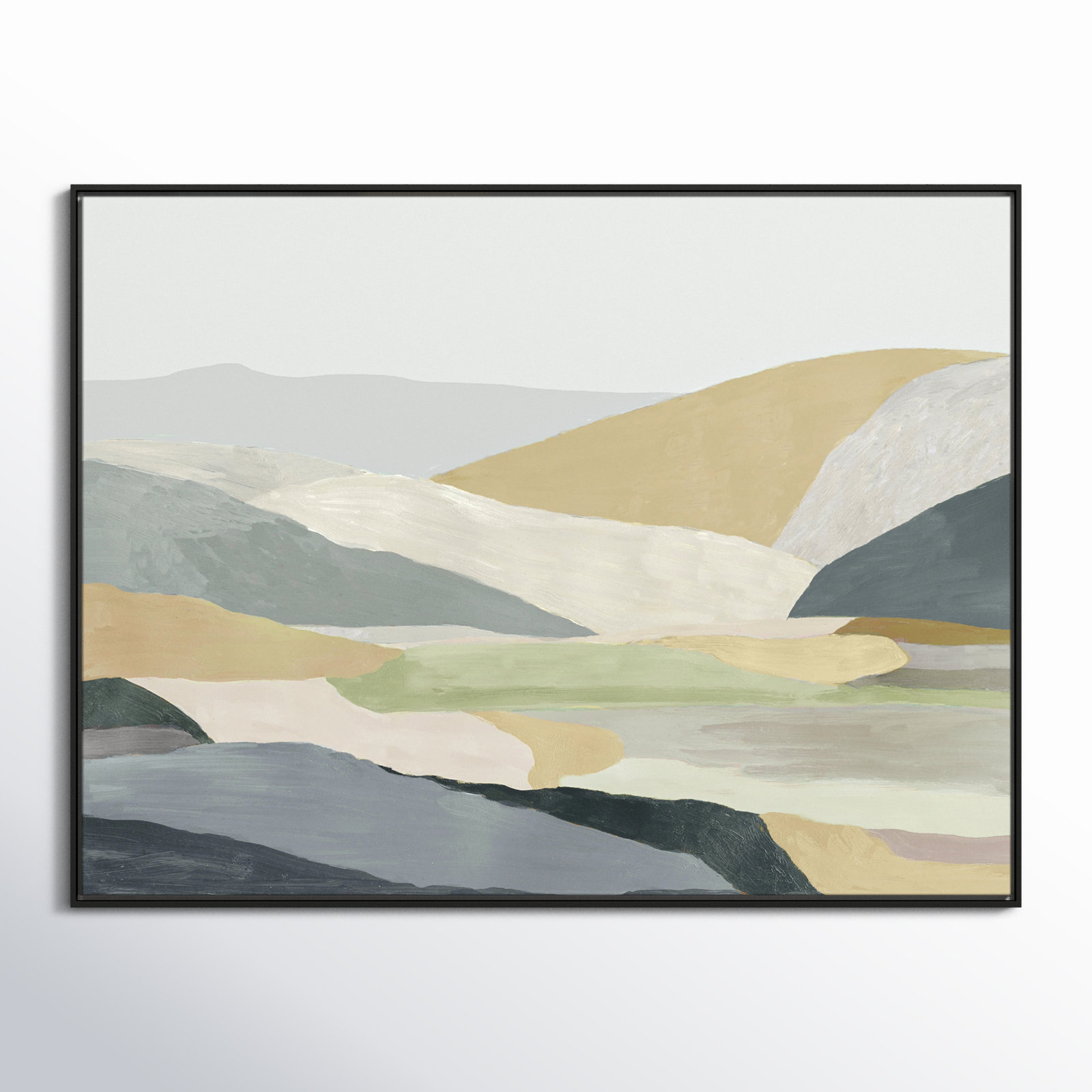 Warm Hills I - Picture Frame Painting Print on Canvas, 31.5" H x 41.5" W x 2" D, Black Canvas 
