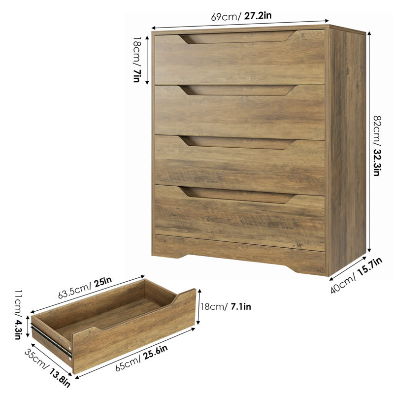 69 cm W Chest of 4 Drawers