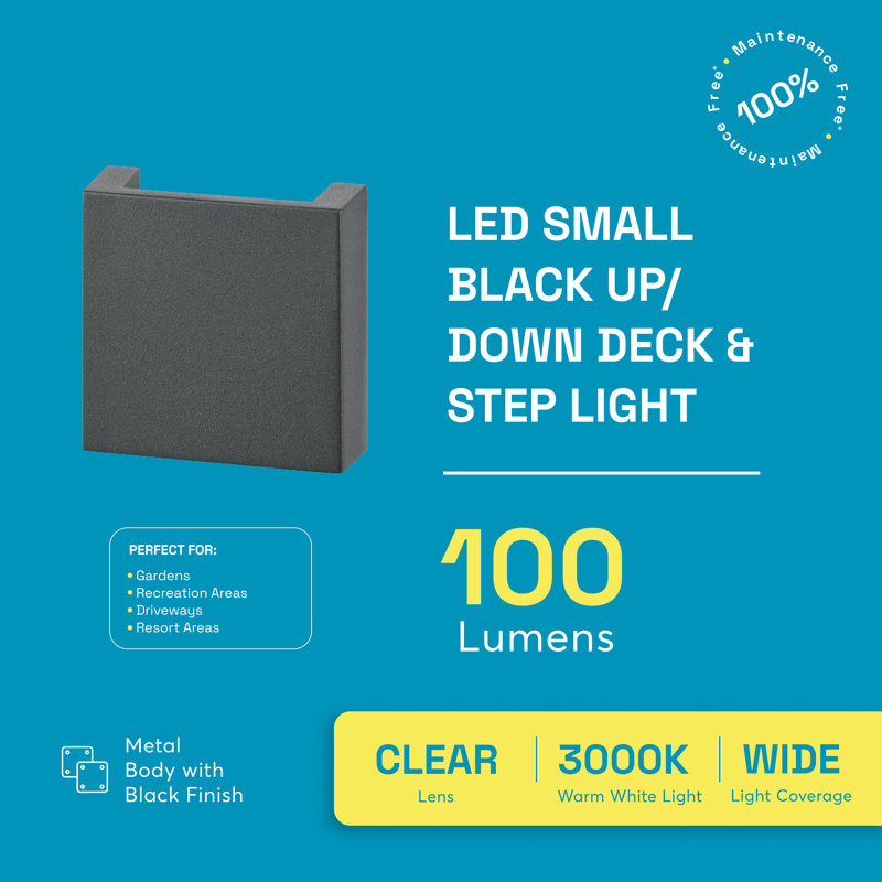 Petite lampe de terrasse basse / haute 100 lumens 3000K, Noir
