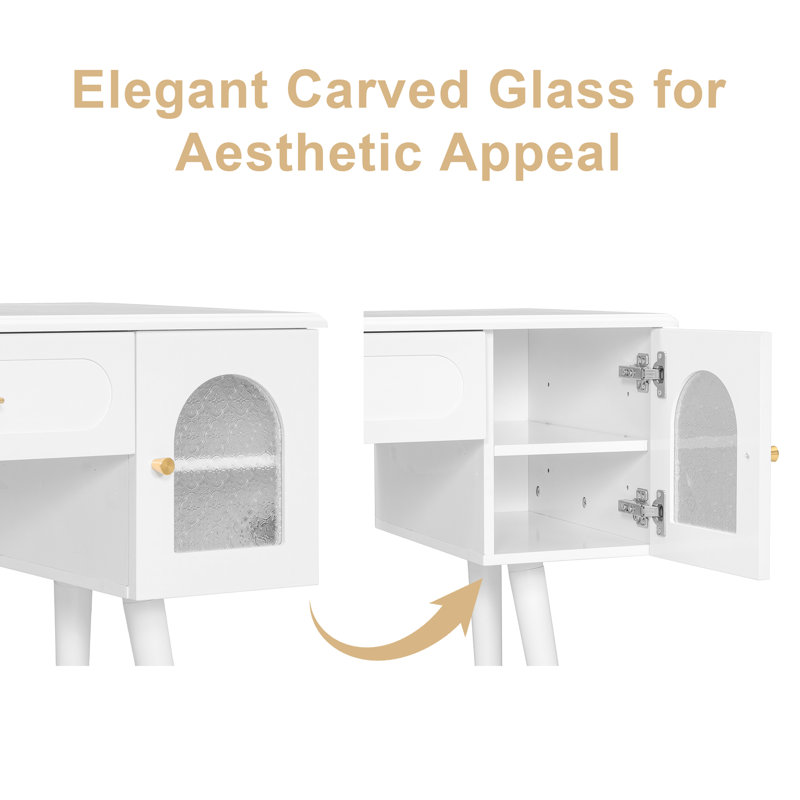 Modern Dressing Table with Organizer,Elegant Vanity Makeup Desk and Chair Set with Charging Port, White