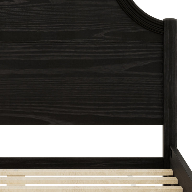 Lit plateforme avec tête et pied de lit, design moderne pour la chambre à coucher, Full / Double, Black
