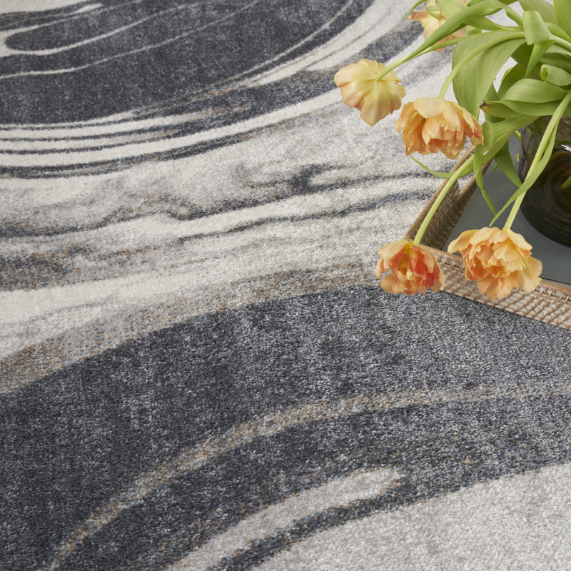 Tapis d'intérieur moderne ivoire Nourison Astra, Rectangle 6 pi 7 po x 9 pi