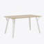 Table de salle à manger rectangulaire contemporaine, blanc et bois naturel