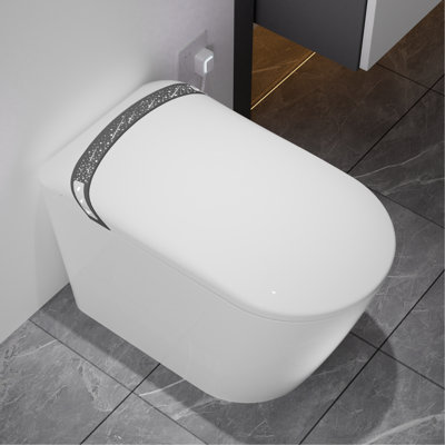 Smart Toilet With Starry Night And Bidet, Modern Bathroom Design, Auto Seat Open/close, Foot Sensor For Flushing, Led Display, Warm Air Drying, Matte - Hygienic Lid Activation, Water System,