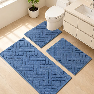 Soft Bathroom Rug Set Non-Slip Bath Mats (Set of 3)