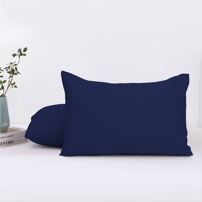 Set of 2 Plain Color Microfiber Pillowcases - Super Soft, Breathable & Easy Care Pillow Covers, Navy