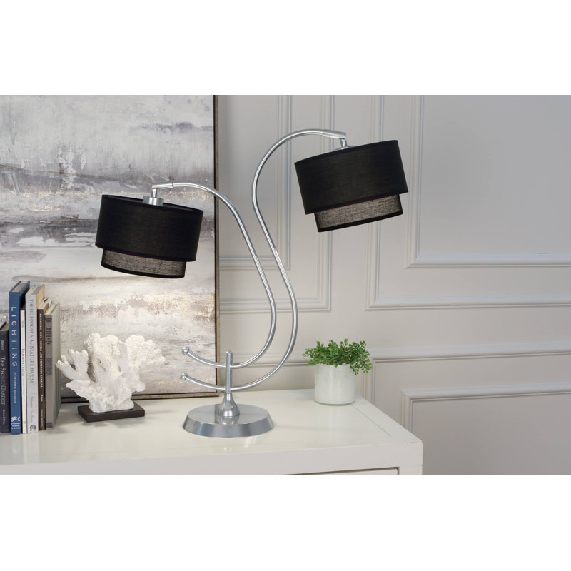 Charlee Desk Table Lamp, Dark Bronze, Ascot White