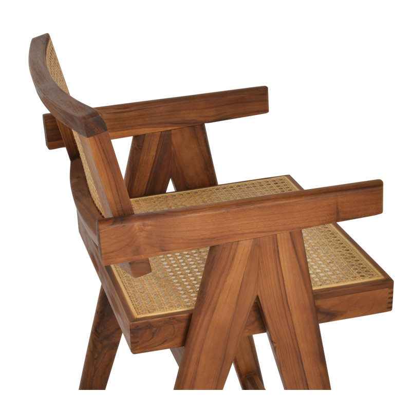 Pierre J Stool Half Wicker in Wool, Bar Stool (29.5" Seat Height)