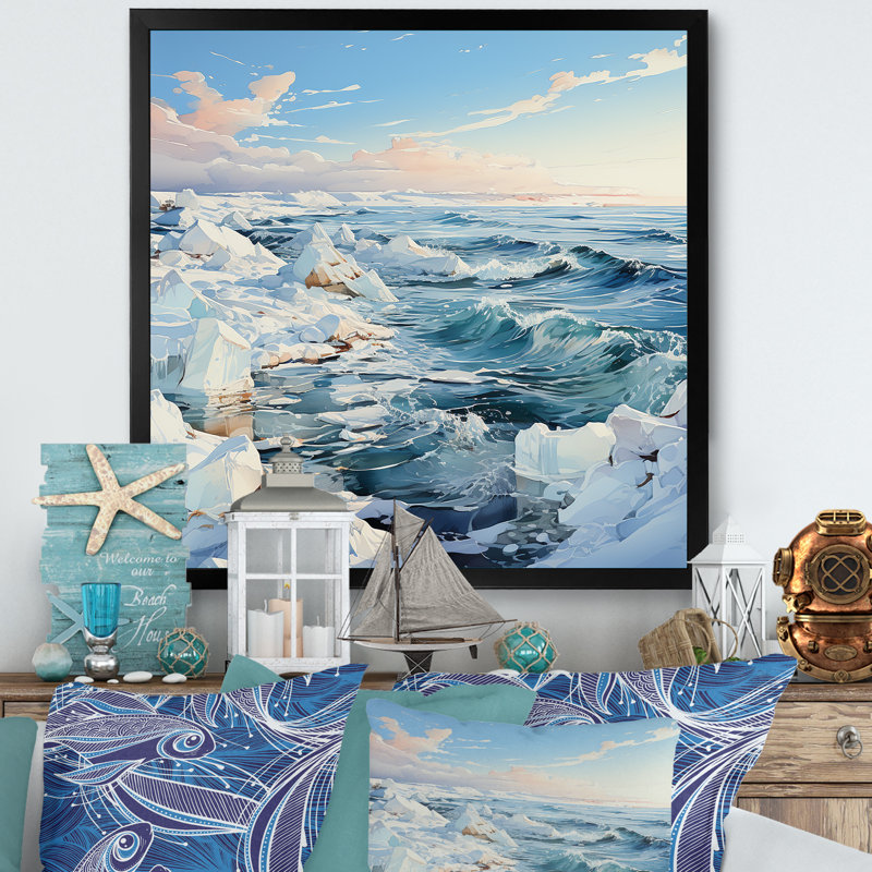«Ocean Winter Scenery II», reproduction sur toile, H 24 po x l 24 po x P 1 po, Cadre simple noir