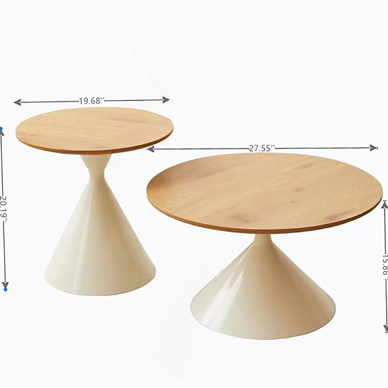 ROUND COFFEE TABLE WHITE+WOOD
