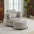 Achorn Upholstered Slipcovered Swivel Barrel Chair with Ottoman