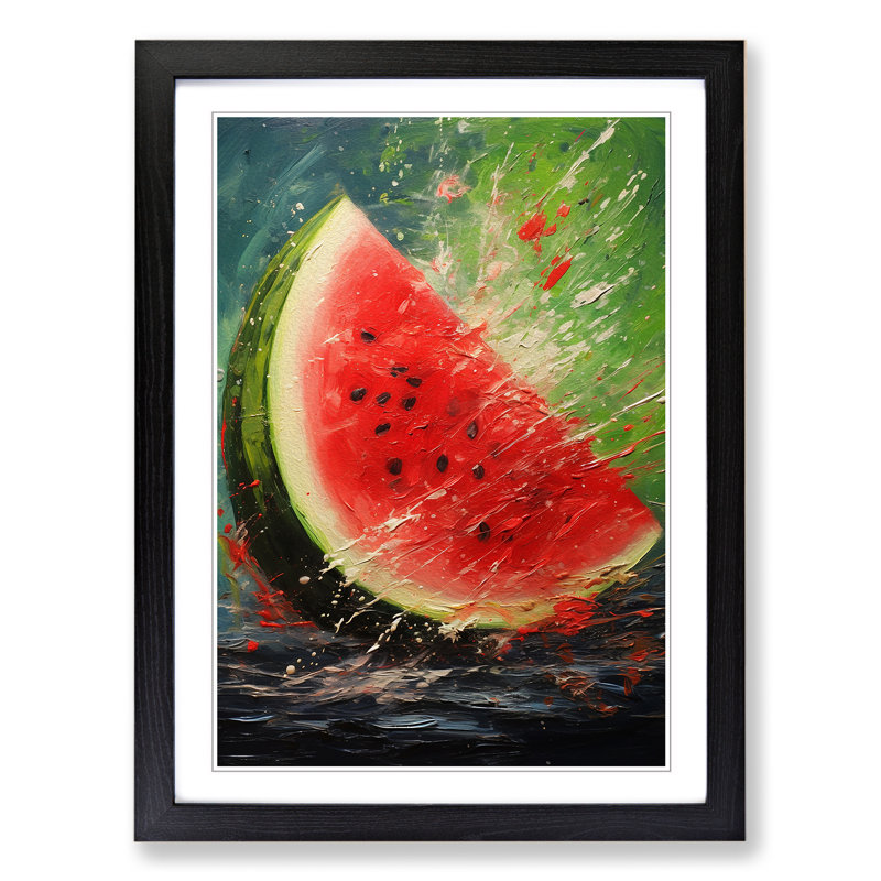 Watermelon Impressionism - Framed Print, 46cm H x 34cm W x 2cm D, Black 