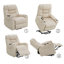 Fauteuil inclinable électrique Roxy avec chauffage et massage, revêtement en cuir ivoire, télécommande, porte-gobelets et rangement latéral