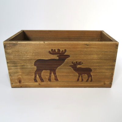 Brown With Burnt Moose Design Crate