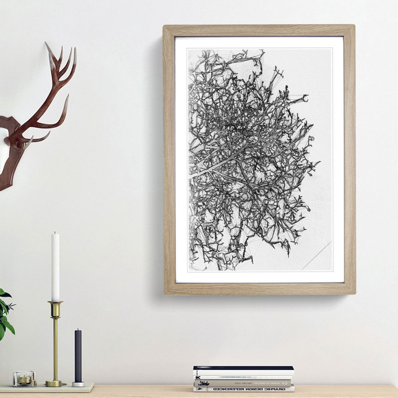 Bare Tree in Abstract - Picture Frame Graphic Art Print, Oak Framed, 36cm H x 27cm W x 2cm D