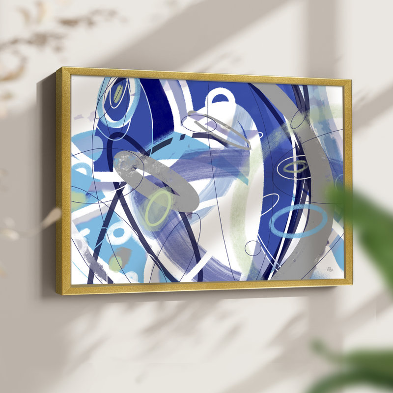 Blue Flow -Framed Print - Restickable, Gold, 8" H x 10" W